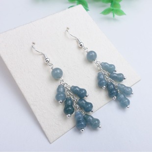 Gourd eardrop dangerous material A goods jade eardrop ice blue green water jade ladies eardrop jewelry wholesale