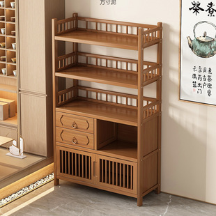 2025 New Model Bamboo Chinese-Style Tea Cabinet Tea Set Storage Suitable for Children Dining Room Side Cabinet Tea Table
