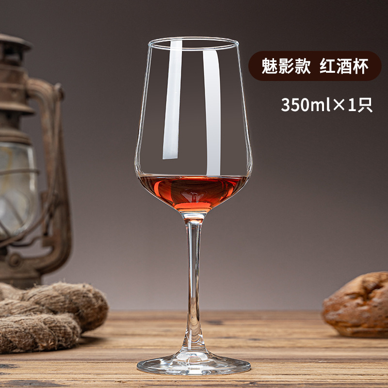 Manzana verde doméstica de alto valor de visualización borgoña taza de vino sin plomo de cristal de alta calidad gran vientre conjunto de tazas de pies altos