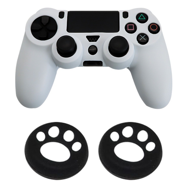 PS4 mango funda de silicona botón tapa traje PS4 mango cubierta protectora cubierta de polvo enviar un par de tapa de botón de garra de gato