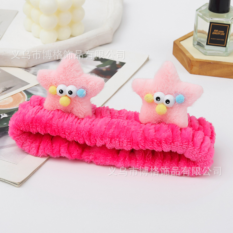Corea del sur de dibujos animados Tridimensional Linda muñeca de peluche lavado de cara banda de pelo oso estrella diadema maquillaje femenino accesorios para el cabello