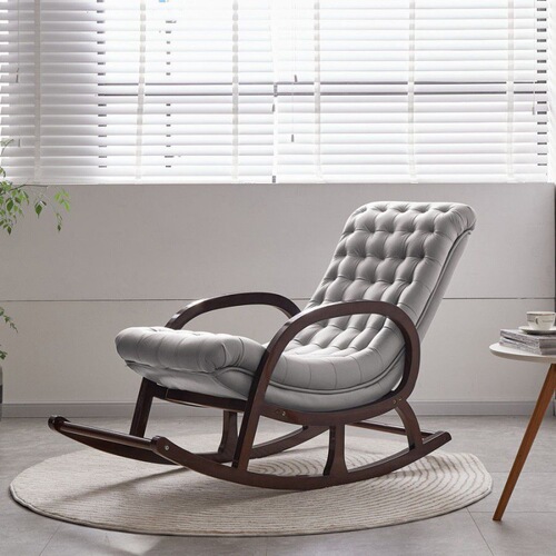 w!Solid wood rocking chair for adults, imperial concubine, grand master, lounge chair, walnut color, lazy elderly person, balcony, leisure and leisure rocking chair sand