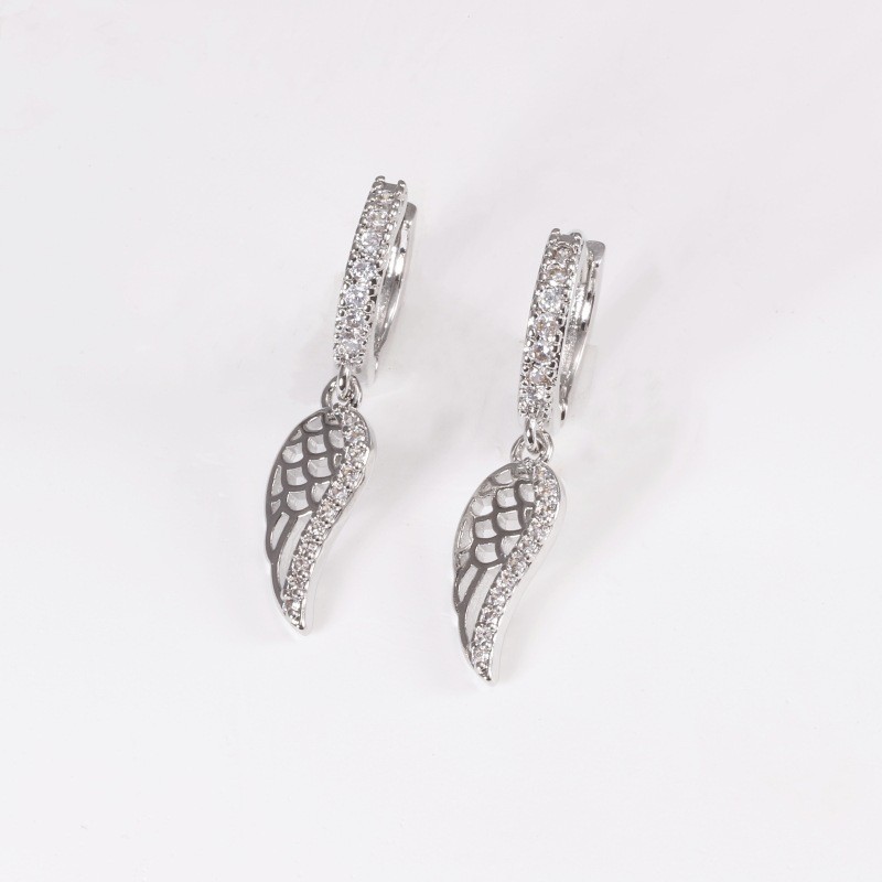 European American Luxury Zircon Love Star Cross Wings Ear Buckle Suit - Gold Earrings for Women detail image 7