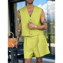 X 76553 Men's V-neck Sleeveless Short Set ��ʿ V ������̿�