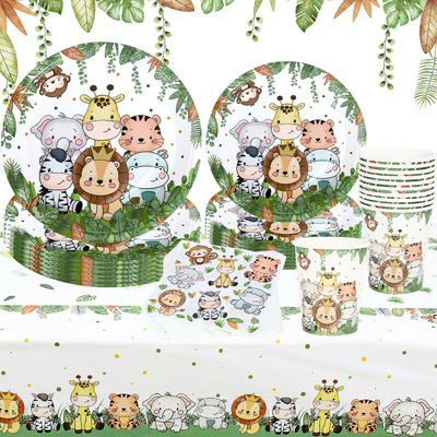 Jungle Animals Disposable Tableware 1st Birthday Decoration|ru