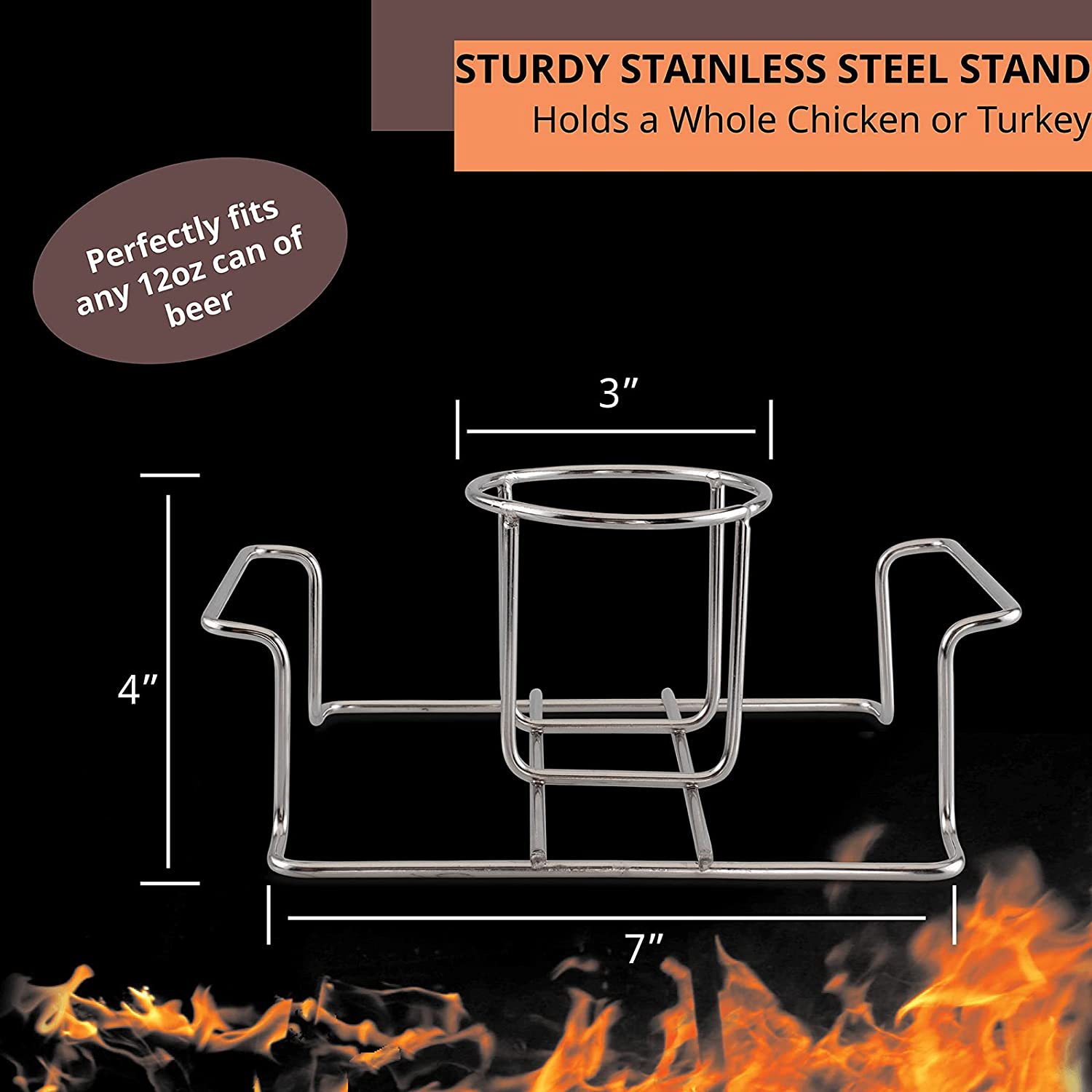 Estante de pollo asado plegable de acero inoxidable estante de la cerveza pollo asado lata de cerveza plegable estante de pollo asado botella de pollo asado suministro directo transfronterizo