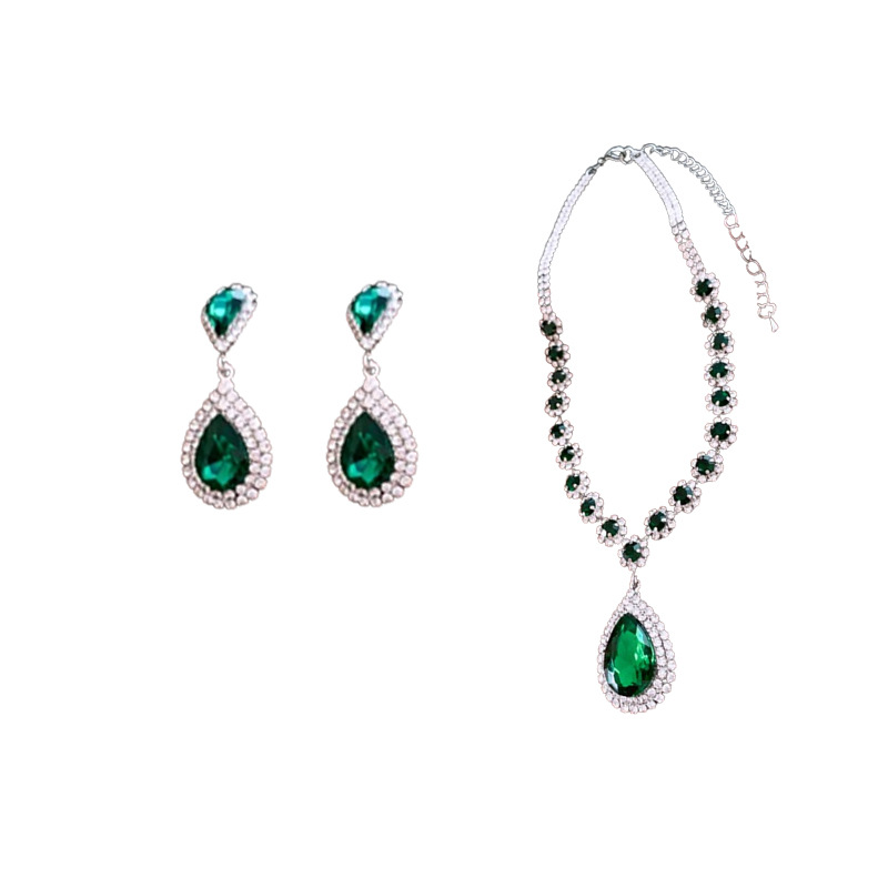 Collar de pendientes de diamante de estilo francés temperamento de moda moda cadena clavícula ligera lujo conjunto de joyas de alta calidad
