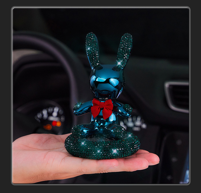 Diamond-encrusted car perfume seat car accessories high-end car aromatherapy diamond-encrusted cute rabbit car decoration center console