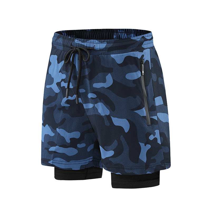 2022 nuevos pantalones deportivos falsos de dos piezas de verano para hombres de secado rápido transpirable de doble capa anti-exposición correr pantalones cortos de fitness hombres