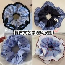 法式少女感蓝色大肠发圈女2025新款显白高级感扎丸子头慵懒风发饰