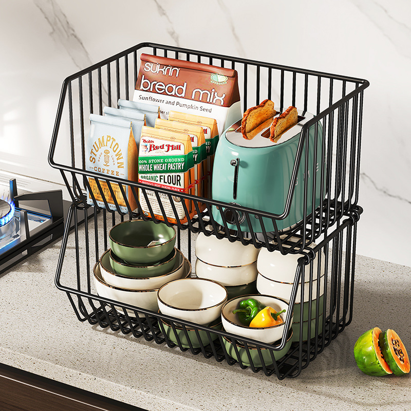 Amazon estante de cocina piso de almacenamiento multicapa cesta platos bocadillos verduras y frutas condimentos estante de acabado de cocina
