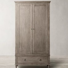美国RH美式乡村实木复古双门衣柜法式橡木储物柜现代两门衣橱卧室