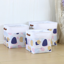 帆布玩具收纳盒可折叠亚麻拼接收纳筐零食杂物整理箱衣柜收纳篮