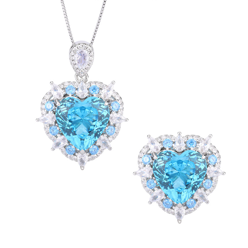 Zhuang Sheng joyería de cobre inferior chapado en oro océano corazón traje de simulación azul marino tesoro colgante anillo traje principal 15*15