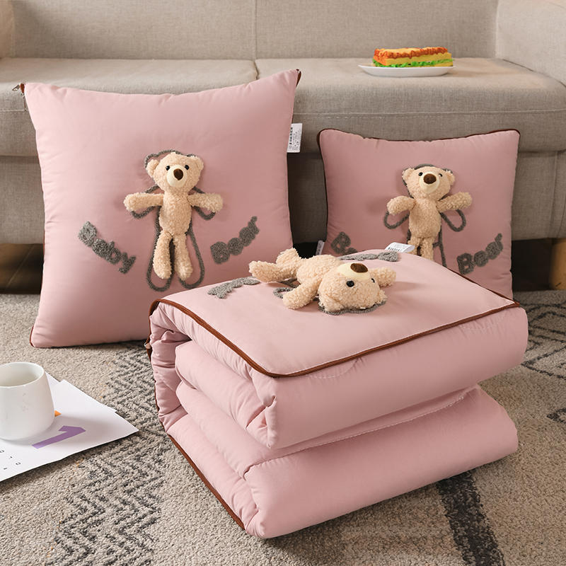 Cartoon Four Seasons Three-Dimensional Bear Pillow Quilt Dual-Use Multifunctional Car Sofa Cushion Quilt Advertising Gift