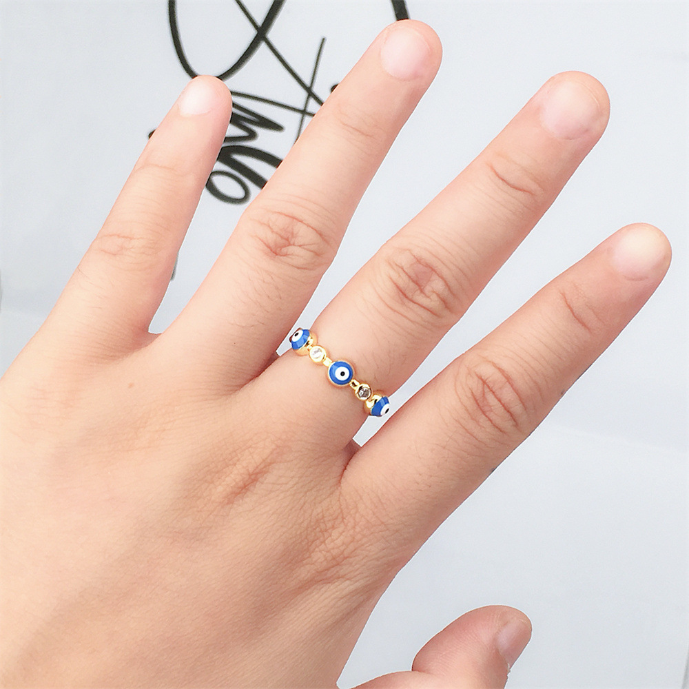 Nihaojewelry Wholesale Jewelry Retro Enamel Eyeball Copper Inlaid Zircon Open Ring display picture 10