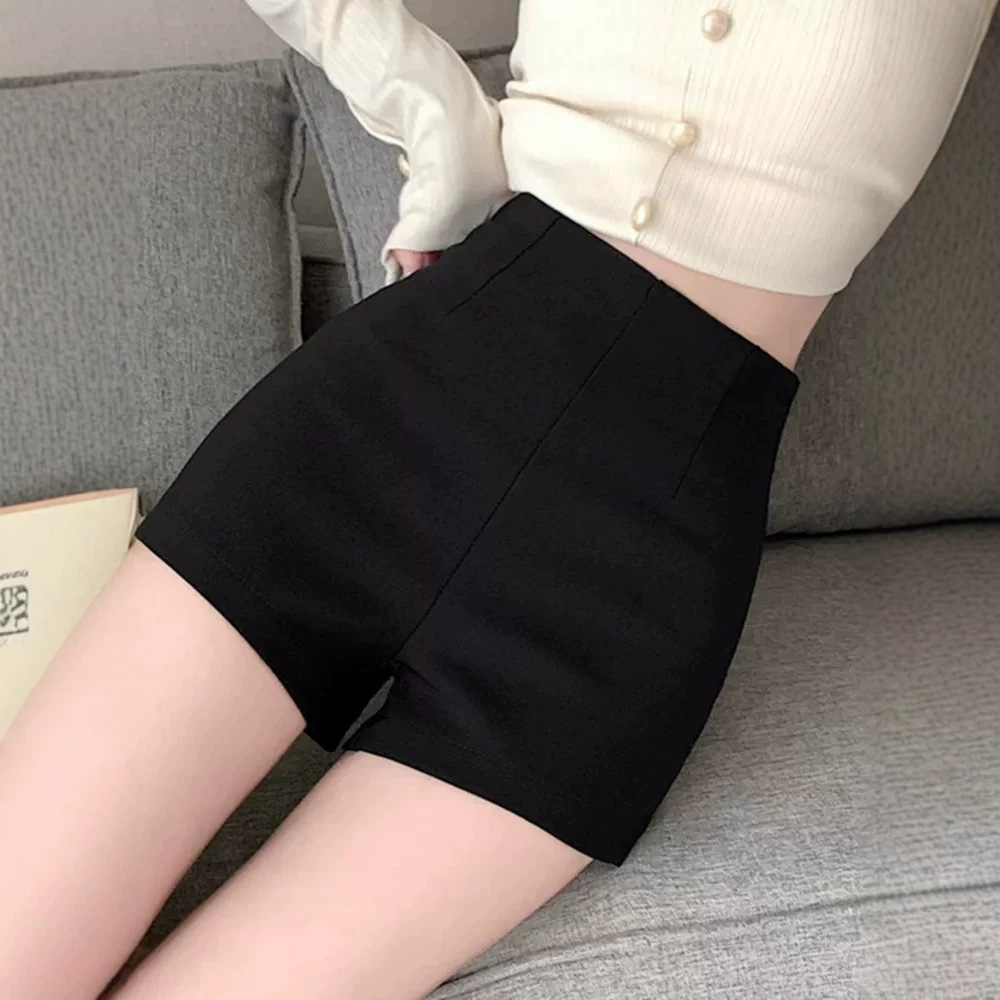 加绒高腰短裤女春秋季2026新款黑色百搭弹力紧身显瘦辣妹包臀短裤