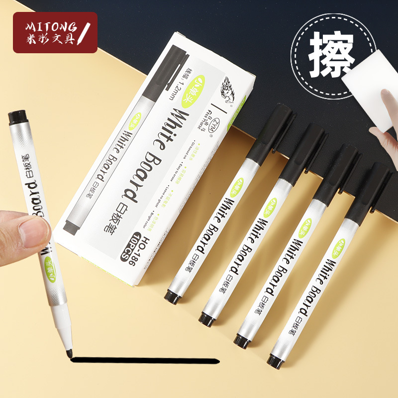 Pluma de pizarra de gran capacidad respetuosa con el medio ambiente marcador borrable a base de agua negro lavable y borrable pluma de pizarra en caja papelería al por mayor