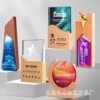 Metal crystal resin colorful trophy, thumb hexagonal pillar pentagram wood trophy excellent employee annual meeting