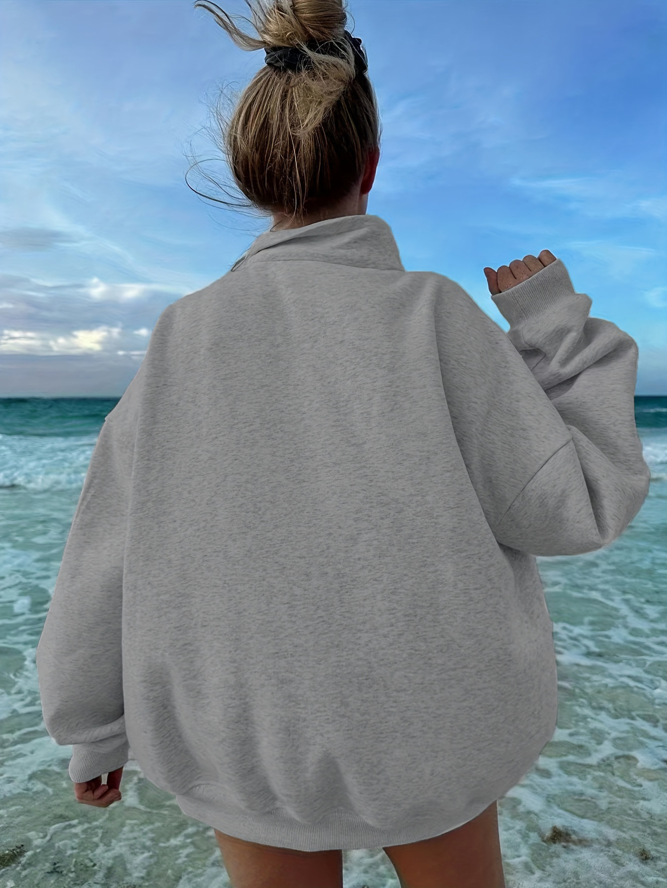 Sweatshirt Outdoor Autumn Winter Casual Loose Long Sleeve Sweatershirt Half Zipper Ladies