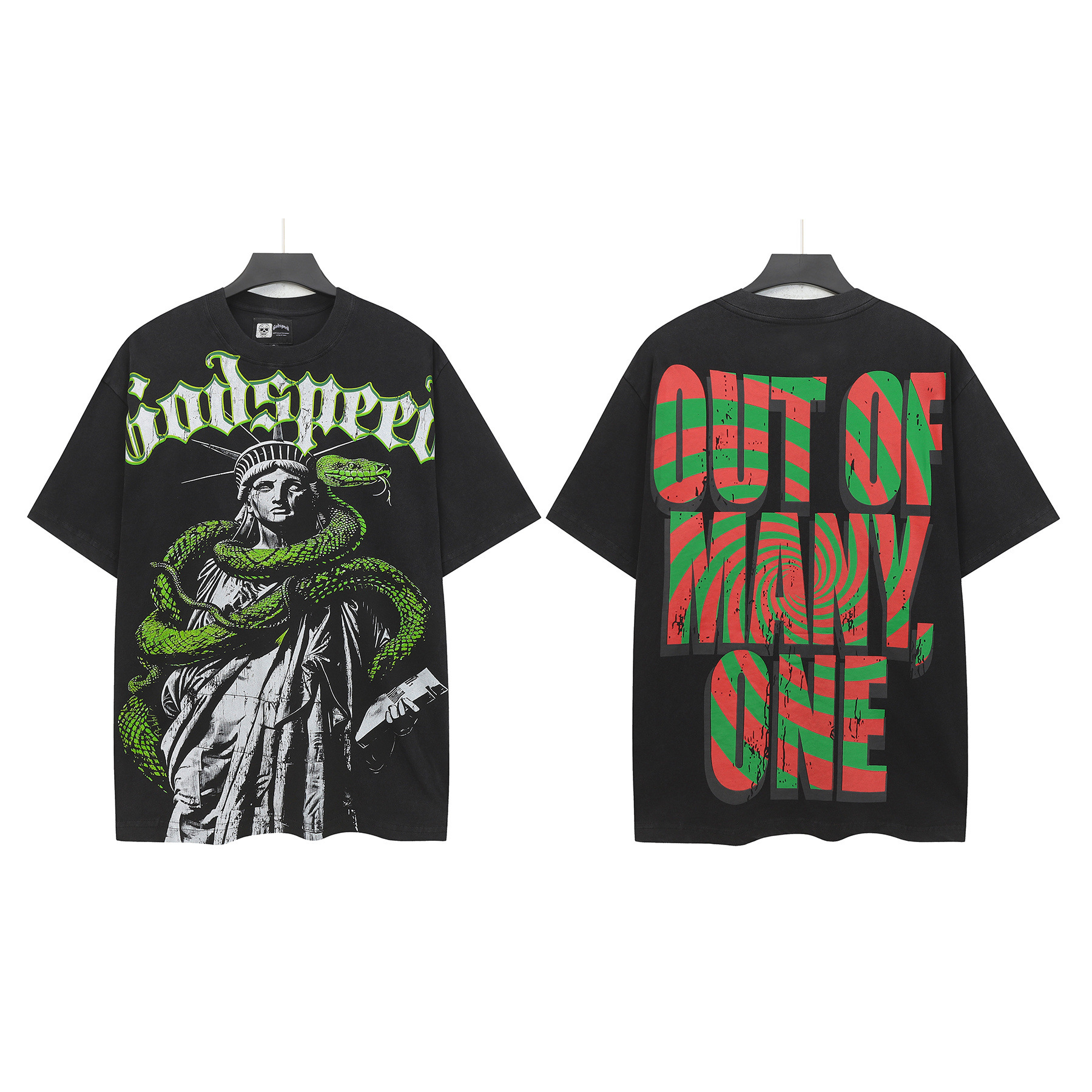 Cross-border Wholesale High-quality Gods Short-sleeve Heavy Wash FOG High Street Fashion Brand Skull Print Pure Cotton_viptrois.com
