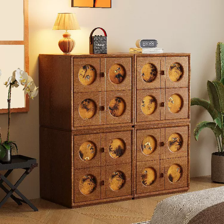 中古风香云纱斗柜模块组合柜全实木客厅卡门柜复古柜北欧风床头柜