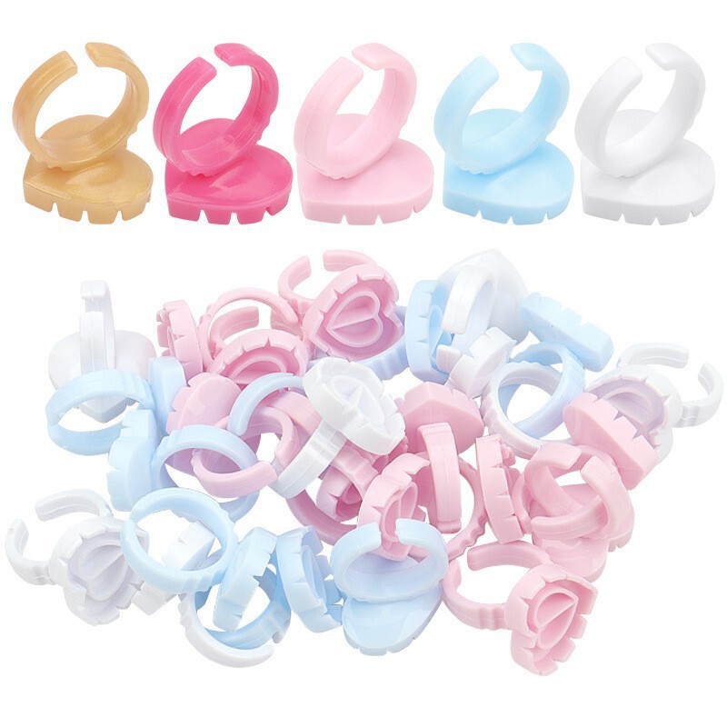 Wholesale 100/pack eyelash extension glue rings, blooming cups, tattoo eyelash extension all-in-one one-second blooming glue trays