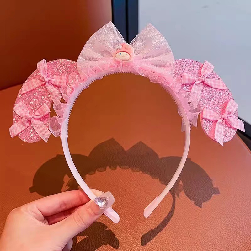 Niñas niñas lindas pelucas Sanrio trenzas prensas de cabello bandos de cabello princesa adornos de cabello de dibujos animados Koolomi arco de cabello bandos