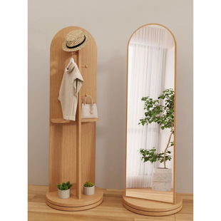 Multi-functional Swivel Wheel Dressing Mirror Bedroom Hanger Integrated Full Body Floor Mirror Home Internet Celebrant Fitting Mirror