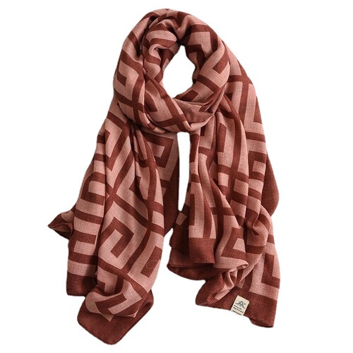 【Factory Direct】Korean Spring and Summer New Cotton Linen Gauze Scarf Thin Satin Shawl Outing Sunscreen Beach Towel for Women