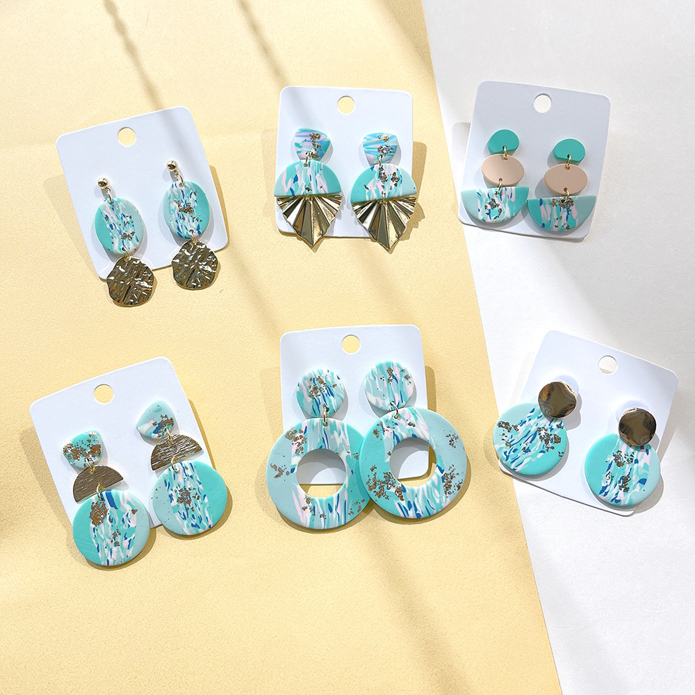 1 Pair Original Design Geometric Handmade Soft Clay Drop Earrings display picture 1