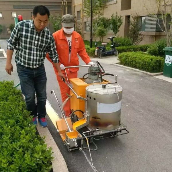 手推式热熔划线机 双层不锈钢保温桶标线机 路面震荡线划线设备