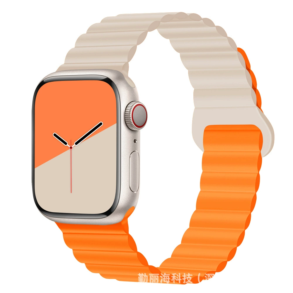 Силиконовый магнитный ремешок для Apple Watch iWatch 10/AppleWatch 9, двухцветный, размеры 38/40/41 & 42/44/45/49 мм