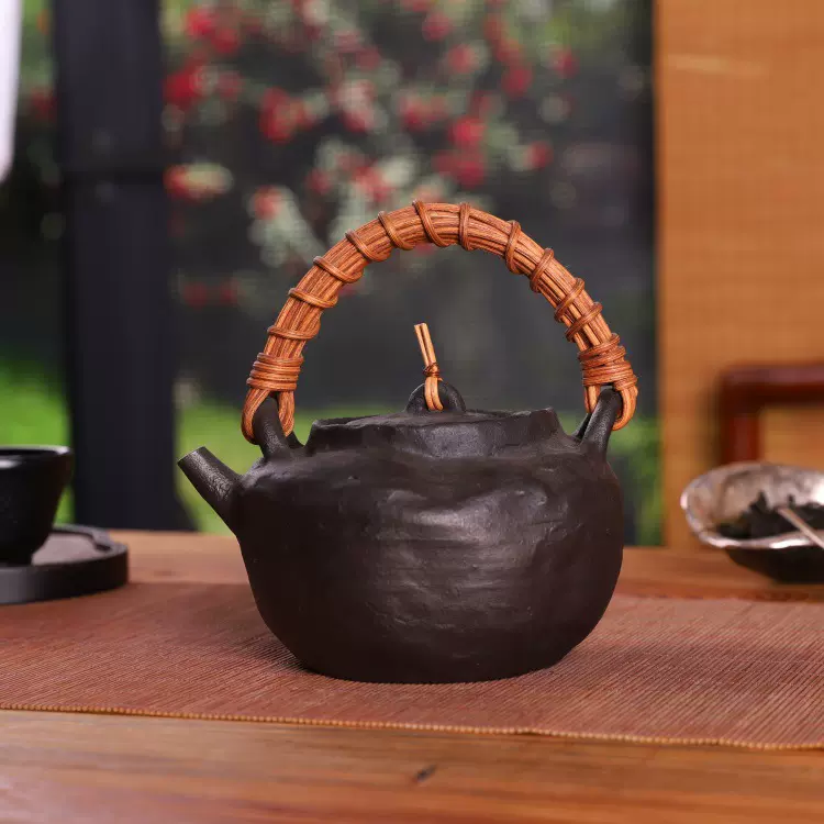 特色茶艺围炉煮茶凹纹铸铁壶煮水壶纯手工无涂层铸铁高端茶具礼品