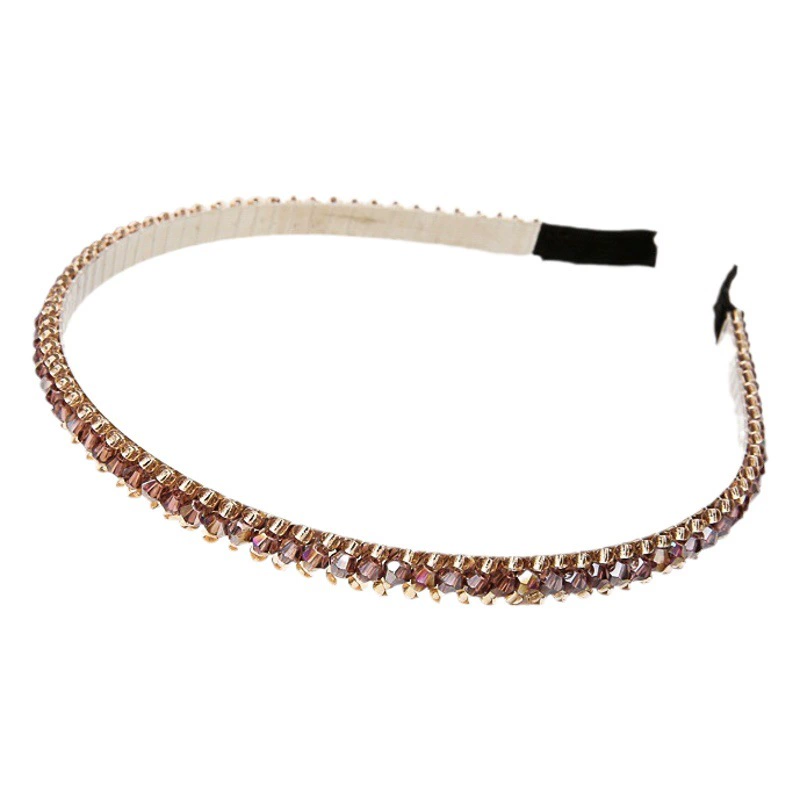 Новый корейский стиль Хрустальные рисовые бусины, тканая Тонкая Повязка на голову, модная женская элегантная повязка на голову с бисером, нескользящий головной убор, трансграничная оптовая продажа