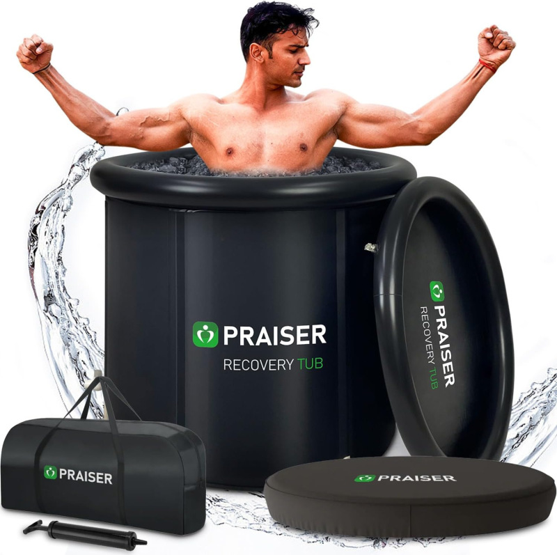 Portable Ice Bath Tub Cold Water Treatment Inflatable Foldable Tube with Lid Large Foldable