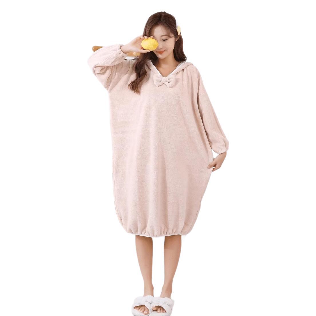 2025 새로운 가을과 겨울 목욕 가운 목욕 타월 가정용 산호 양털 흡수 부드러운 빠른 건조 목욕 원피스 목욕 잠옷 모자