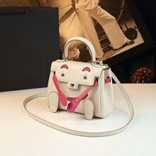 2025新款时尚二代真皮手提包小猪凯莉包女小号mini斜挎包真皮女包