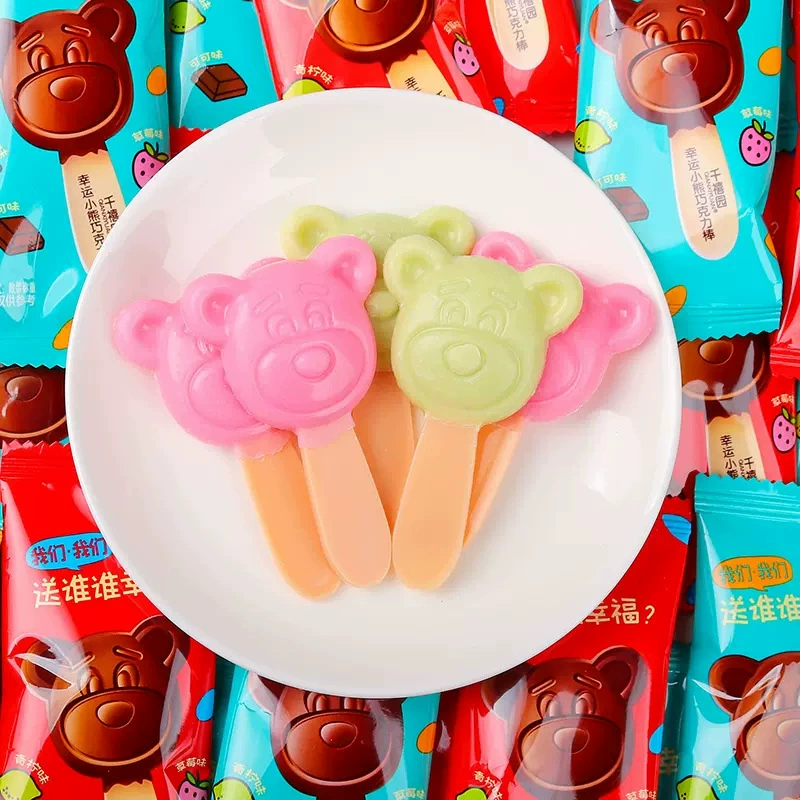 138 г Счастливый Медведь шоколадная плитка вкуса какао леденец, творческие детские закуски, новогодние товары, свадебные конфеты