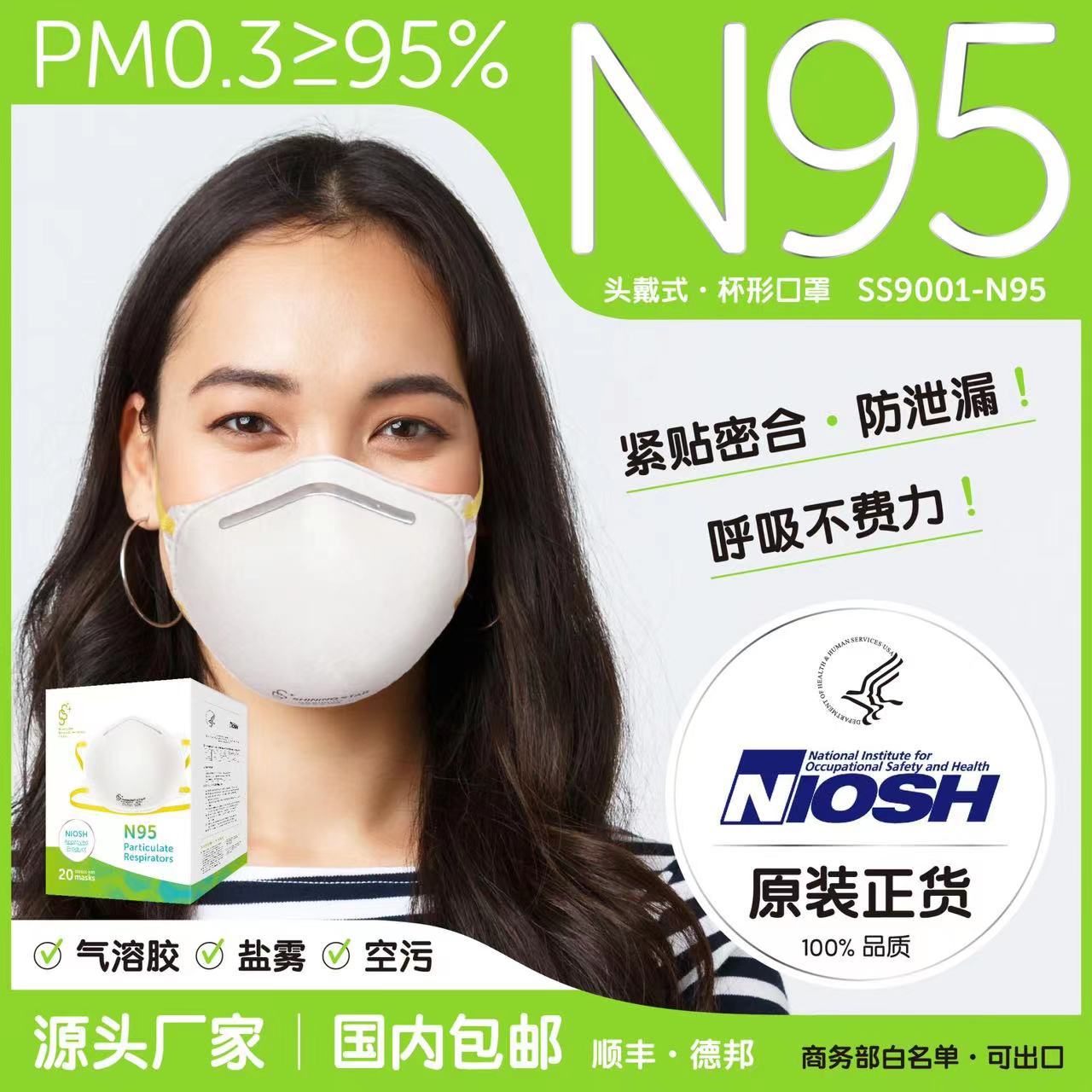 醍筠SS9001N95头戴式 NIOSH标准N95口罩 工业防尘颗粒物粉尘打磨