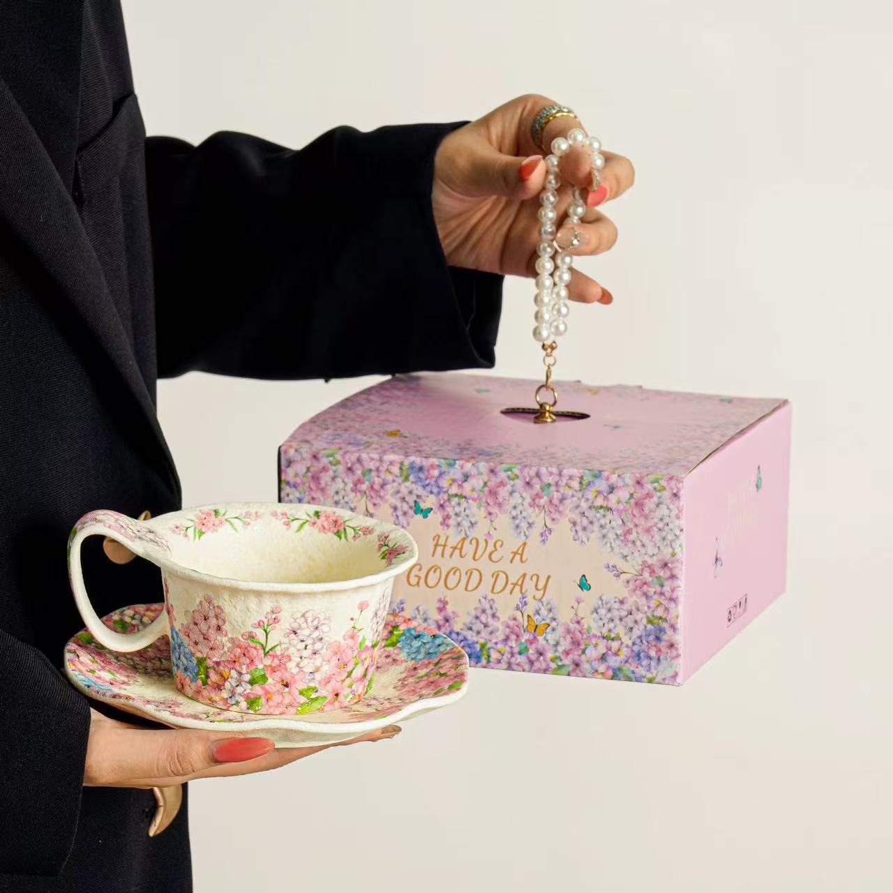 Tazas de café vintage, tazas de té de la tarde, tazas de café con latte, tazas de agua exquisitas de alta calidad para las chicas.