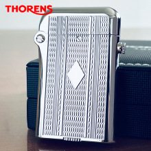 品牌源自瑞士THORENS托伦斯双钩煤油打火机个性创意黄铜精雕砂轮