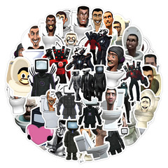 60張新款skibidi toilet塗鴉貼紙汽車行李箱滑板車防水貼紙批發