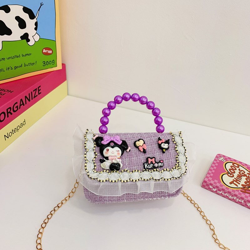 Niñas lindas bolsas de mano de perlas de princesa cadenas extranjeras bolsas de cinturón para niños bolsas de hombro de cambio de dibujos animados para niñas