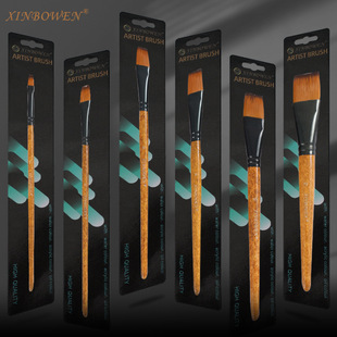 Acrylic Brush Nylon Watercolor Brush Flat Head Single Pack Wood Grain Rod Student diy Brush Oil Brush