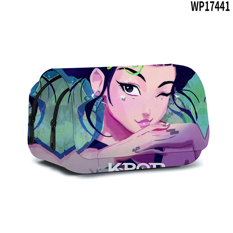 3D新品跨境电影  K-POP 猎魔女团双层翻盖笔袋儿童文具|undefined