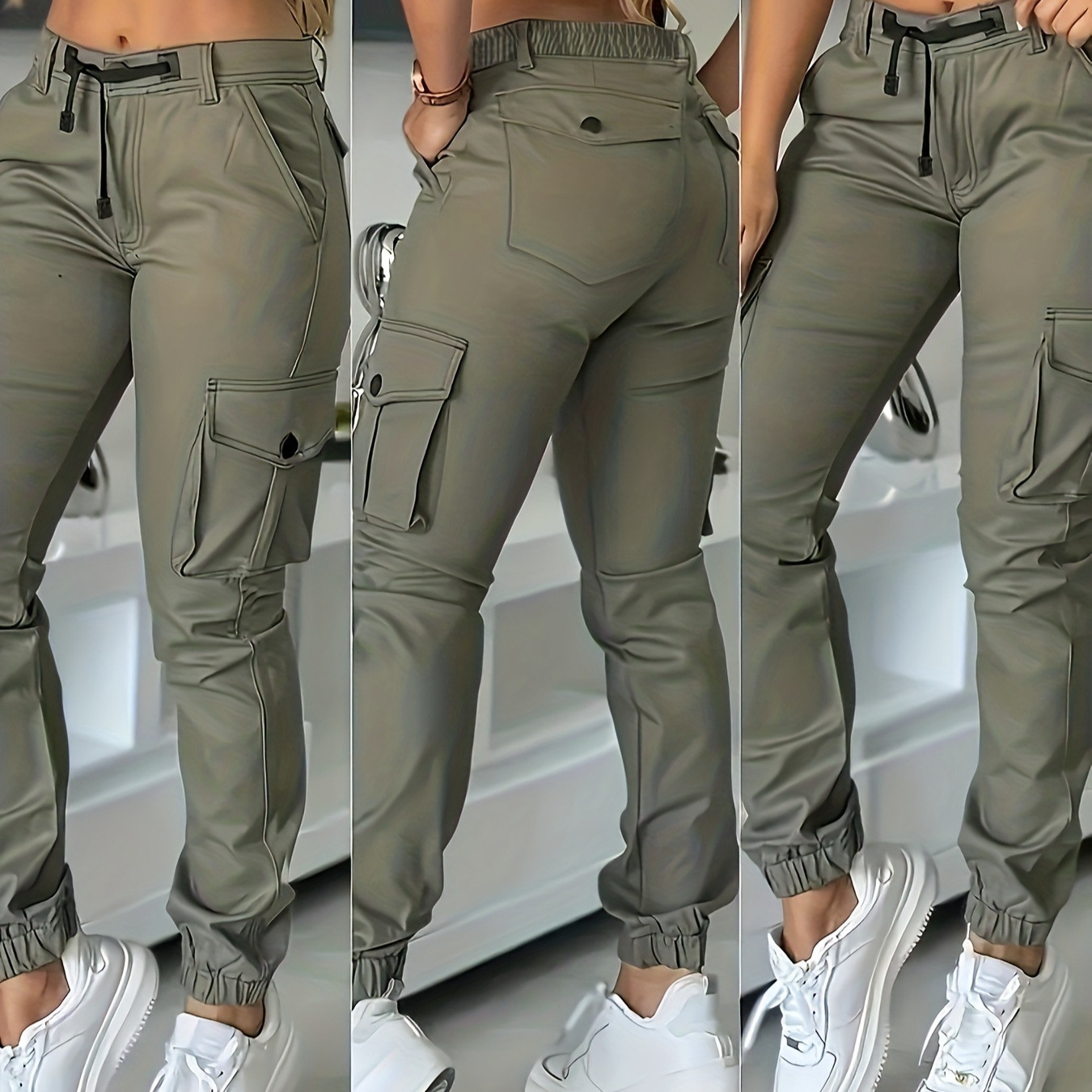 European and American Cross-Border New 2026 Women's Long Workwear Multi-Pocket Jogger Casual Sports Pants for Women Autumn