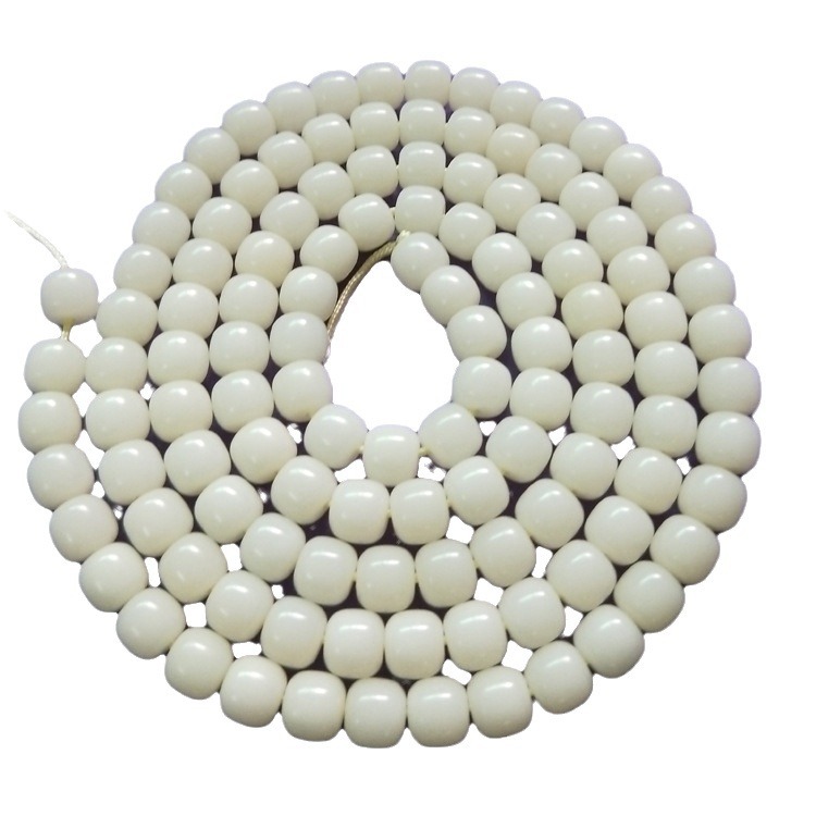 厳選されたA+品質の白翡翠菩提根バレルビーズアップルガーデンラウンドビーズ108個、予備ビーズ6個付きクリスタル禅儀器