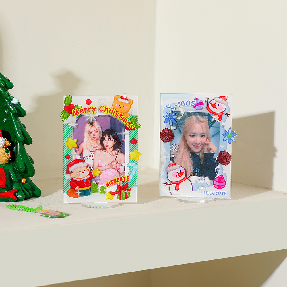 Original Christmas Desktop Photo Frame 3-inch Instant Camera Display Stand Acrylic Idol Photo Cartoon Festival Gift