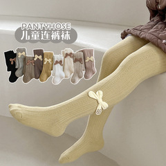 Children's pantyhose embroidered rabbit girls' leggings spring and autumn baby socks breathable baby knitted pants wholesale
